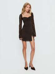 Ashwood Lace Sleeve Mini Dress Chocolate