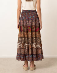 Multi Print Shirred Skirt