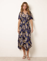 Shirred Waist Hanky Hem Dress