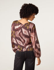 Tie Knot Metallic Chiffon Blouse