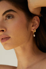DOUBLE HOOPS WITH PEARL