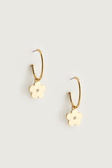 FLOWER CHARM HOOP EARRING