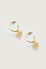 FLOWER CHARM HOOP EARRING