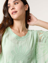 Sun Flower Lace Sleeve Blouse