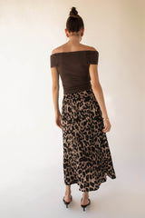 LEOPARD PLEATED MAXI SKIRT