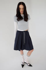 PLEATED DRAWSTRING MIDI SKIRT