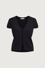 BUTTON FRONT CAP SLEEVE SWEATER