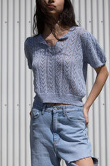 POINTELLE KNIT CROPPED TOP