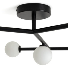 Alonso 9 Light Flush to Ceiling Light -Black & White