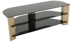 AVF Corner TV Stand With Storage Oak Eff Up to 65 Inch TV Unit Glass Black 130cm