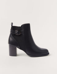Elastic Side Detail Block Heeled Boots