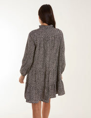 Shirred Cheetah Smock Dress