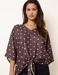 Polka Dot Knot Front Top
