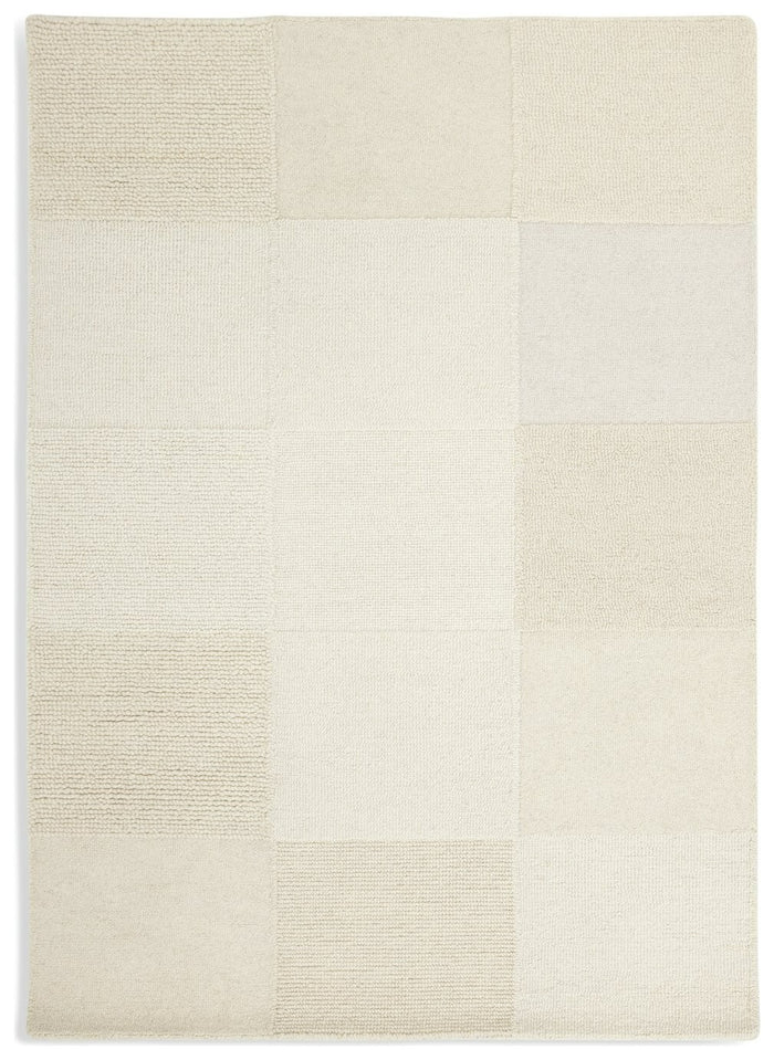 Checkerboard Natural Wool Cut Pile Rug - 170x120cm