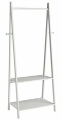Decorative Clothes Rail with 2 Shelves - White