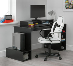 Faux Leather Mid Back Gaming Chair -White & Black | Workspace Coolness Quality