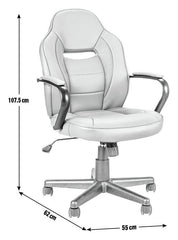 Faux Leather Mid Back Gaming Chair -White & Black | Workspace Coolness Quality