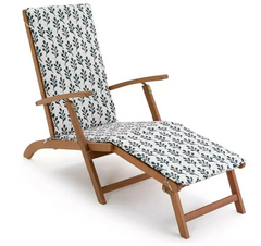 Folding Wooden Sun Lounger - Blue and White