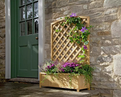 Habitat Lattice Wooden Garden Planter - Large | Outdoor Plant Pot Garden Decor