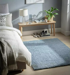 Habitat Recycled Cosy Plain Shaggy Rug - 160x230cm - Blue