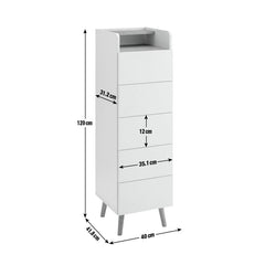 Habitat Skandi 5 Drawer Tallboy - White Two Tone