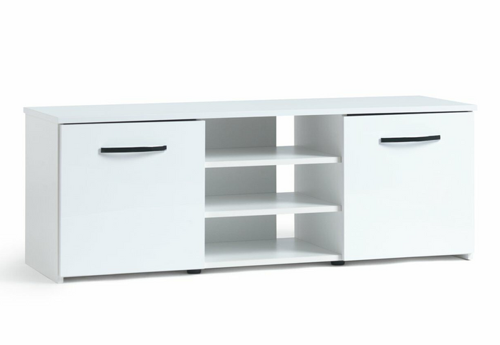 Hayward 2 Door Small TV Unit White Gloss | Modern TV Stand Storage Cabinet