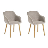 Home Alarik Pair of Fabric Dining Chairs - Natural | Kitchen Table Chair Set
