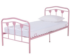 Home Hearts Single Metal Bed Frame - Pink | Pink Kids Bed Frame Metal Girls