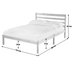 Home Kaycie Double Wooden Bed Frame - White | Sturdy Solid Wood Bed for Bedroom