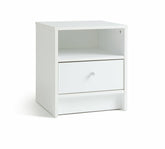 Home Malibu 1 Drawer Bedside Table White | Nightstand Compact Storage Furniture