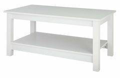 Home Malibu Coffee Table - White | Rectangular Living Room Table Storage Shelf