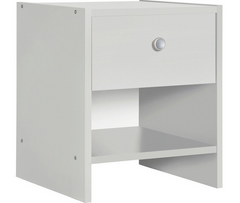 Home Seville 1 Drawer Bedside Table - White | Nightstand Storage for Bedroom Use
