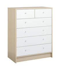 Kids Malibu 4+2 Drawer Chest - White & Acacia