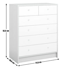 Kids Malibu 4+2 Drawer Chest - White & Acacia