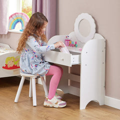 Liberty House Kids mirror Dressing Table And Stool - White