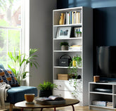 Maine 5 Shelf Bookcase With 2 Drawers Storage Unit Display Cabinet - White
