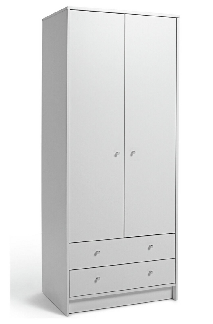 Malibu 2 Door 2 Drawer Wardrobe - White ( B Grade )