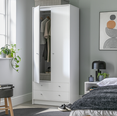 Malibu 2 Door 2 Drawer Wardrobe - White ( B Grade )