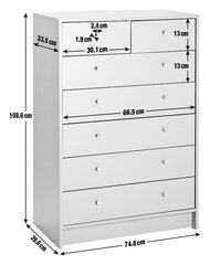 Malibu 5+2 Drawer Chest - Grey ( B Grade )