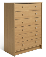 Malibu Modern 7 Drawer Chest Of Drawers Storage Cabinet For Bedroom - Oak Effect