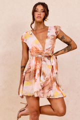 Marbella Mini Dress - Orange Multi