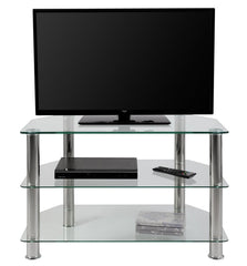Matrix Glass Corner TV Unit - Clear & Chrome