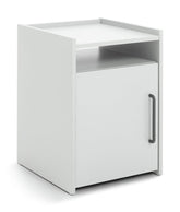 Oldham 1 Door Bedside Table - White | Nightstand, Small Cabinet, Bedroom Storage