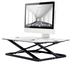 ProperAV Slim Profile Stand Up Desk Workstation - White | Adjustable Office Tabl