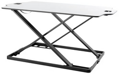 ProperAV Slim Profile Stand Up Desk Workstation - White | Adjustable Office Tabl
