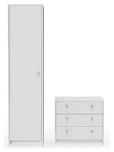Seville 2 Piece 1 Door Wardrobe Set - White