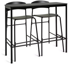 Stella Metal Bar Table & 2 Black Bar Stools