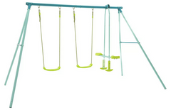 TP Toys Kids Double Swing Set With Glide Ride | Outdoor Playset 4 Seater Garden