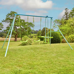 TP Toys Kids Double Swing Set With Glide Ride | Outdoor Playset 4 Seater Garden
