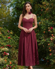 Red Sweetheart Neck Sleeveless Slip Maxi Dress